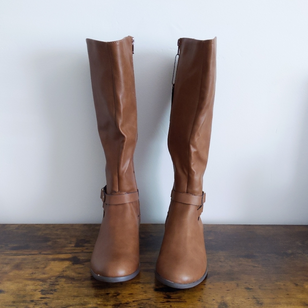 🆕🌿VEGAN LEATHER COGNAC BOOTS🌿